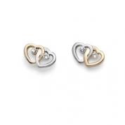 Earrings - Mine 2 hearts golden / rhodium 