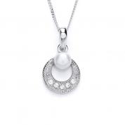 Necklace - pearl, white