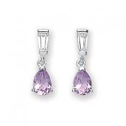 Earrings - drop amethyst, purple
