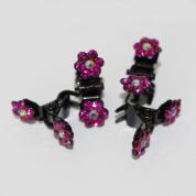 Hair clip - small flower dark pink / black
