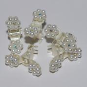 Hair clip - small flower with white pearls