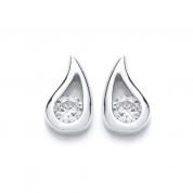 Earrings - drop,1 stone, white