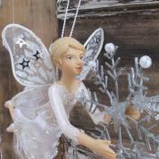  Christmas decoration - Flying Fairy with snowflake (white)