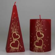  Candles for Valentine's day - red with hearts