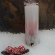  Candle - Cylinder 20cm. Feathers, pink, white, silver
