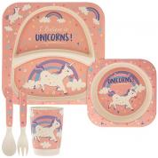  Children's feeding set - Unicorn, pink