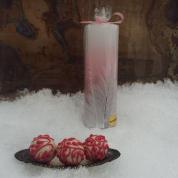 Candle - Cylinder 15cm. - Feathers, pink, white, silver