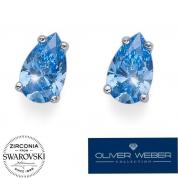  Earrings - Pear, silver with Swarovski CZ blue