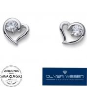  Earrings - Inner (heart), Silver with Swarovski CZ