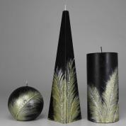  Candle with feathers (black, golden)