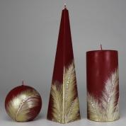  Candle - Feathers, red, gold