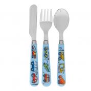  Laste söögiriistade komplekt - lusikas, kahvel ja nuga (autod)