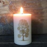  Eco candle - Eco candle - cylinder small 10cm. golden tree, natural white