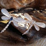  Brooch - Dragonfly with CZ (golden or silvery)