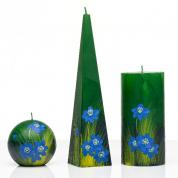  Kynttilät - sinisiä kukkia (vihreä, sininen)