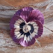  Брошь - Цветы серебристая (фиолетовая)