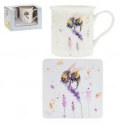  Mug with coaster - Summer Meadow, Busy Bee