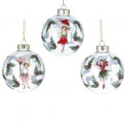  Christmas decoration - Glass Bauble 8cm. (Forest Fairies)