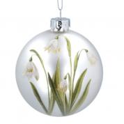  Новогоднее украшение - стеклянный шар 8см. (белый)