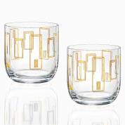  Whisky, Long drink, Juice glasses - Umma 330ml. Art Deco (golden)