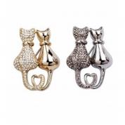  Brooch - cats with hearts (golden or silver)