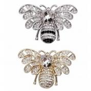  Brooch - Busy bee with hearts (golden or silver)