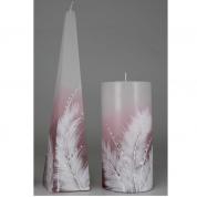  Candle - Feathers, pink, white