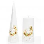  Candles - Christmas wreath and birds (white)