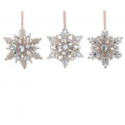  Christmas decoration - Golden Snowflake with crystals MIX 3