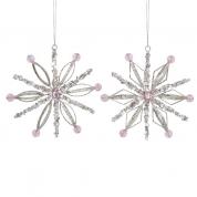  Christmas decoration - Golden, pink Snowflake
