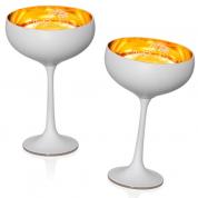  Cocktail, Sweet champagne glasses - Mucha (white, gold) 2 pcs.