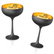  Бокалы для сладкого шампанского, коктейлей - Муха (черный, золотой) 2 шт.