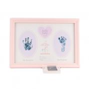 Frame - Hello Baby Carousel pink, handprint and footprint