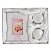  Gift set - Photo frame and boxes for my first tooth and my first curl (pink)