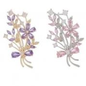  Brooch - Flowers with CZ (violet, golden or pink, silvery)