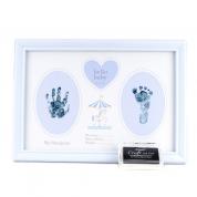  Frame - Hello Baby Carousel blue, handprint and footprint