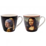 Set of the Breakfast mugs (2 PCs) - Mona Lisa and Girl with a Pearl Earring 300ml.