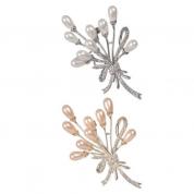  Brooch - Pearls with CZ (golden or silvery)