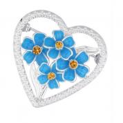  Brooch - heart and Forget-me-not! (Blue)