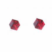 Earrings - Cube, red 0,5cm.