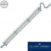 Bracelet - Silk, pearls, white