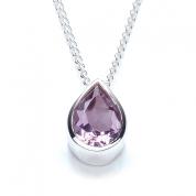 Necklace - drop, amethyst, purple