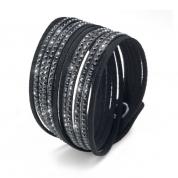  Bracelet - Double Cut, Alcantara, black