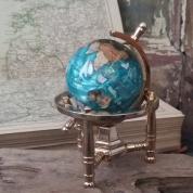  Globe 5cm - light blue opal, golden