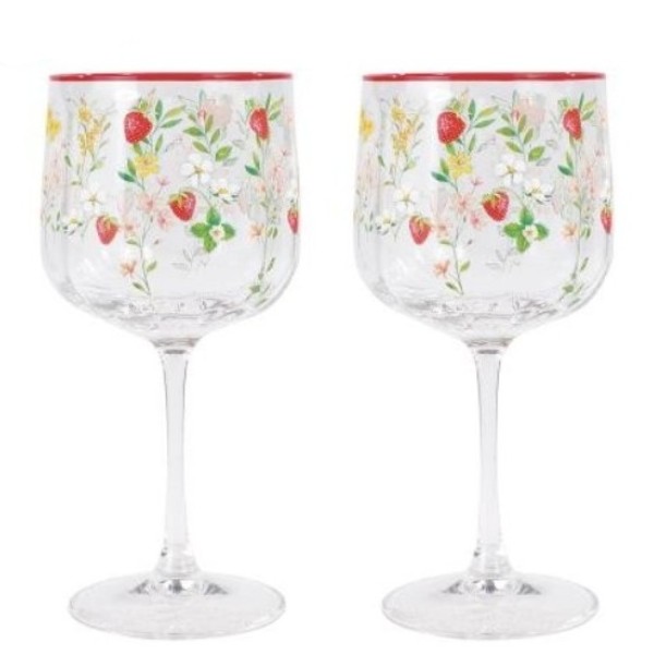 Veiniklaasid "Jardin des Fraises" maasikamustriga, 450 ml (2 klaasi)